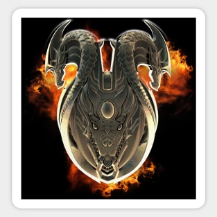 Dragon shield against flames. Sticker